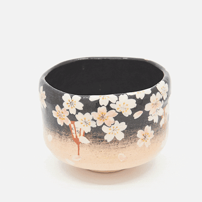 Animated image of Japanese Matcha Tea Bowl Cherry Blossoms