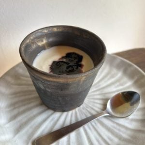 Ceramic Soba Dipping Dessert Coffee Cup in Iron Gray with Soft Gold Wash
