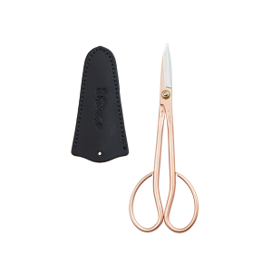 Japanese Rose Gold Satsuki Floral Scissors with Leather Sheath