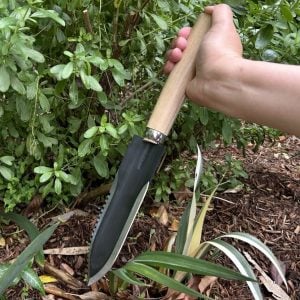 Hand Holding Shokunin Store Original High Carbon Hori Hori Multi Purpose Japanese Garden Knife