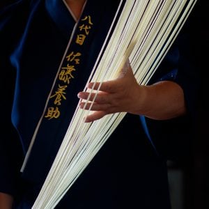 Sato Yosuke Inaniwa Udon Craftsman Stretching Noodles by hands