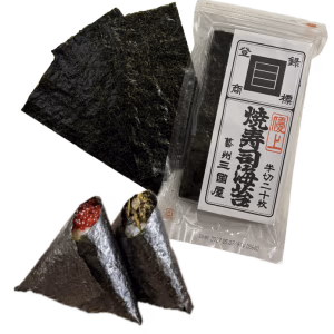 Three Onigiri Nori, Three Onigiri Nori Half Size Sheets and Onigiri Nori Package with two Onigiri