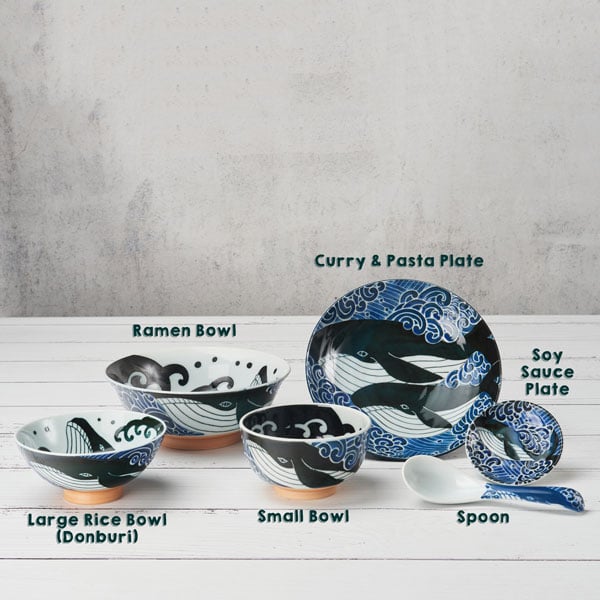 Japanese Curry & Pasta Plates with Vibrant Whales - Image 4